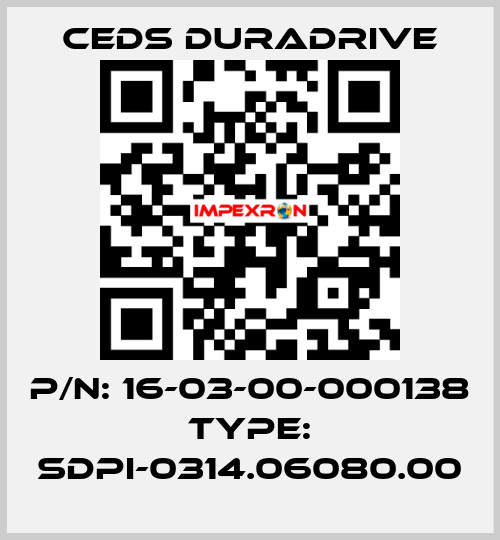 p/n: 16-03-00-000138 type: SDPI-0314.06080.00 Ceds Duradrive