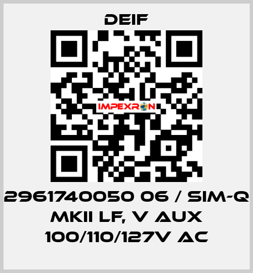 2961740050 06 / SIM-Q MKII LF, V aux 100/110/127V AC Deif