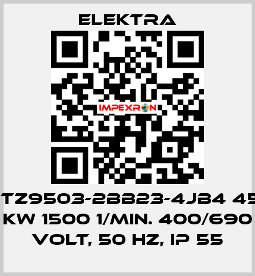 1TZ9503-2BB23-4JB4 45 kW 1500 1/min. 400/690 Volt, 50 Hz, IP 55 ELEKTRA