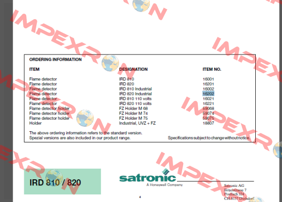 IRD 820 Industrial, 16202 - IRD820 Satronic