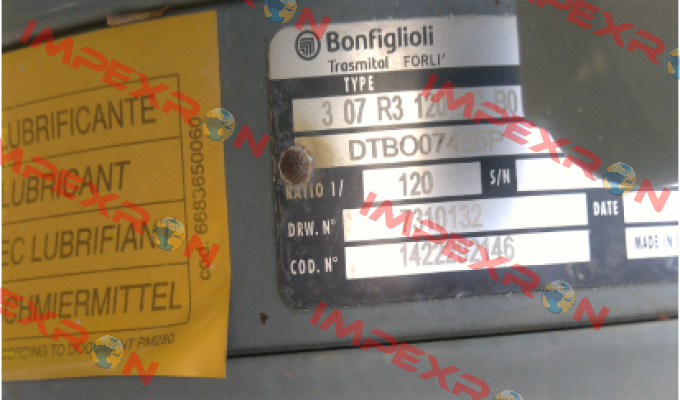 307 R3 120 HZ P160 B0 W0A LO PV Bonfiglioli