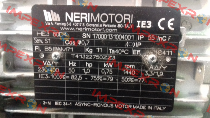 HE3 80D 075 4P B5 V230/400/50+PAM71  Neri Motori