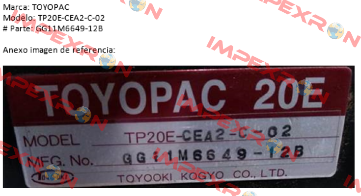 TP20E-CEA2-C-02 replaced by TP20E-CEA2-C-03 JTEKT FLUID POWER SYSTEMS CORPORATION (ex. Toyooki)