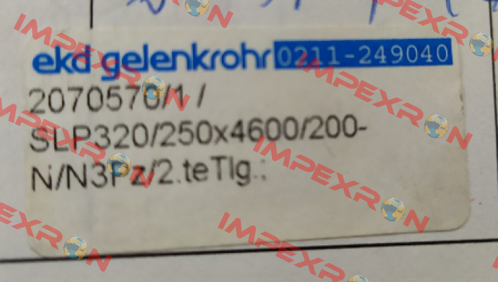 SLP 320 /250 x 4600 / 200-N/N 3Pz/2.te Tlg. Ekd Gelenkrohr