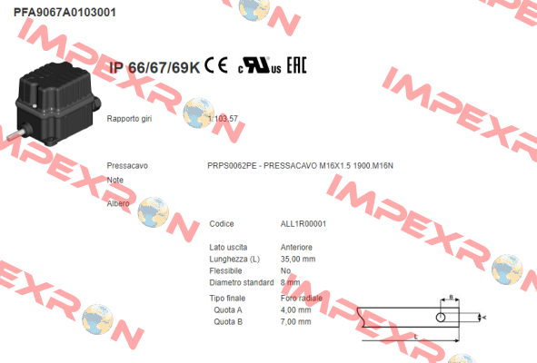 PFA9067A0103001 Ter Tecno Elettrica Ravasi