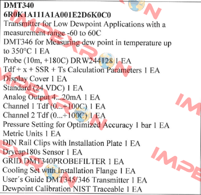 DMT340 6R0K1A111A1A001E2D6K0C0  Vaisala